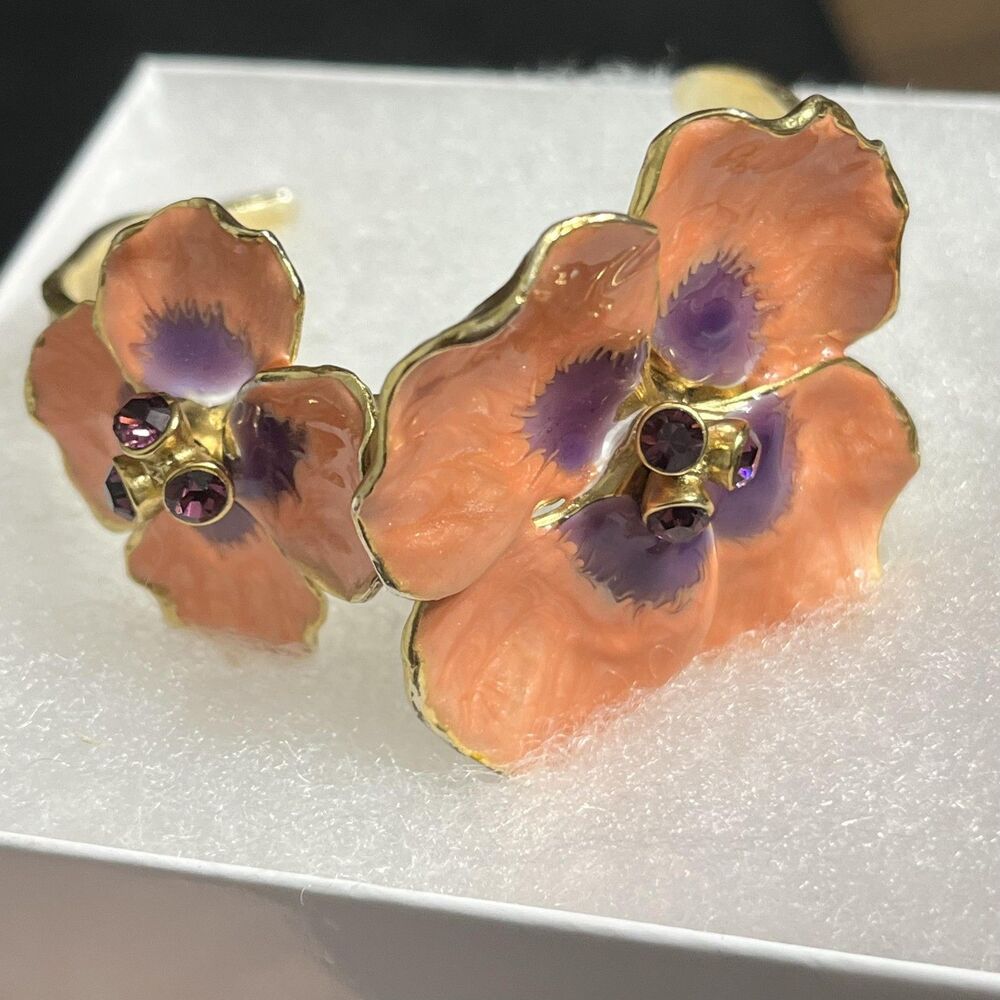 Vintage Metropolitan Museum Ciner Pansy Cuff Bracelet Royal Collection Enamel